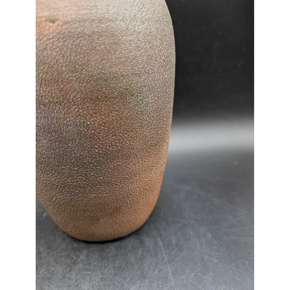 SWHS 15 Signed Studio Pottery Vase Textured Salt Glaze Brutalist Earth Tones